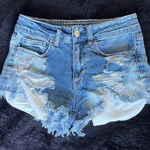 American Eagle Outfitters Distressed Light Blue Denim Jean Shorts
